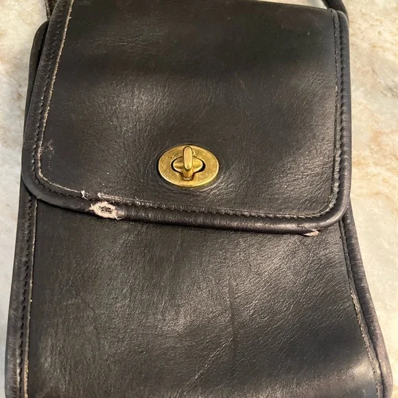 SOLD Coach Scooter Crossbody Bag Black Leather 9893 Used Condition - Picture 5 of 14